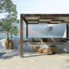 Pergola et terrasse avec carrelage imitation pierre Quartz Stone