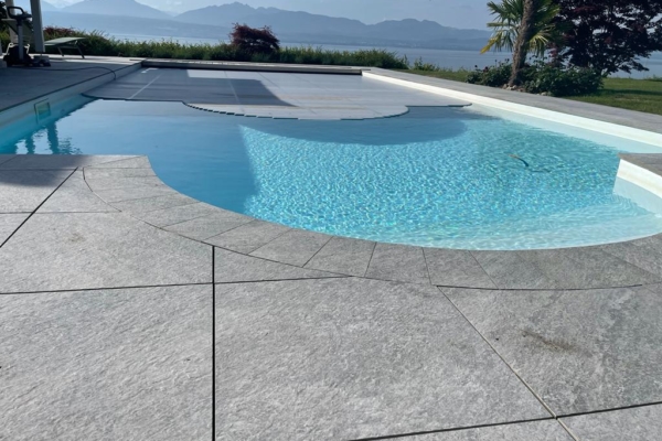 Vu de la piscine et de la vue depuis St-Prex