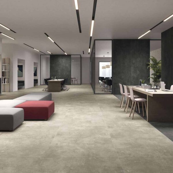 Coworking avec carrelage imitation béton grand format Urban Great