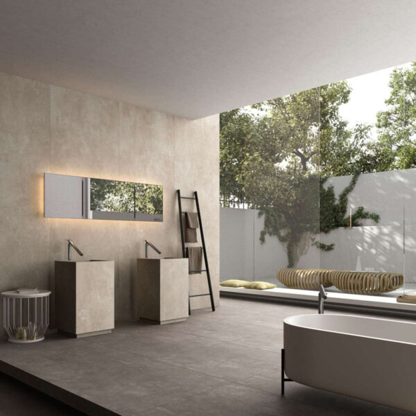 Salle de bain avec carrelage imitation béton grand format Urban Great